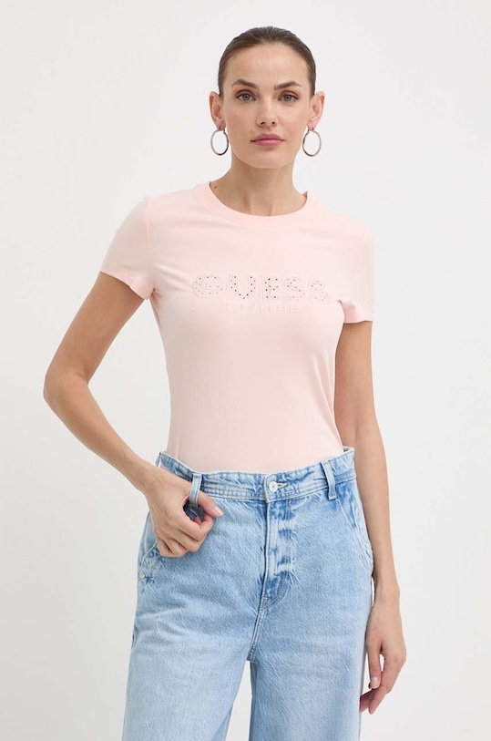 Guess t-shirt regular pomarańczowy W4GI14.J1314