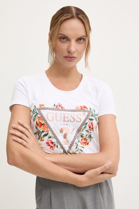 Μπλουζάκι Guess κανονικό λευκό W4GI24.J1314