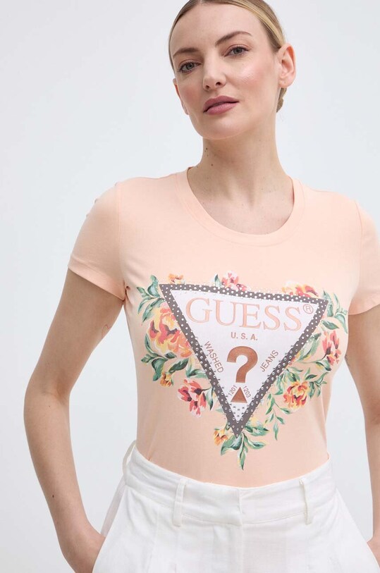 Guess t-shirt pomarańczowy W4GI24.J1314