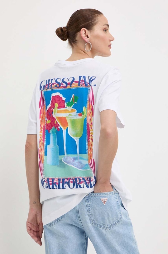 Guess t-shirt bawełniany nadruk biały W4GI19.JA914