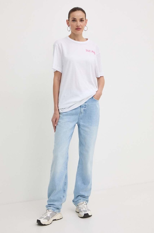 Guess t-shirt bawełniany W4GI19.JA914 biały SS24