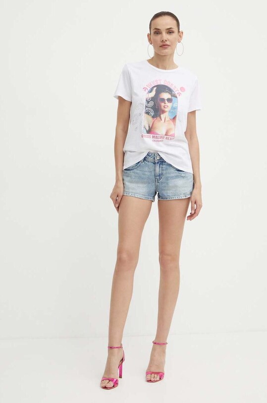Хлопковая футболка Guess W4GI54.K9RM1 белый SS24