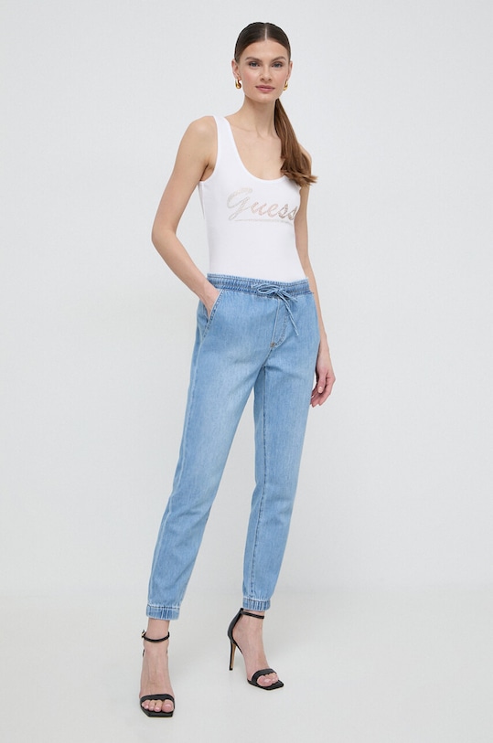 Памучен топ Guess LOGO W4GP16.K1814 бял SS24