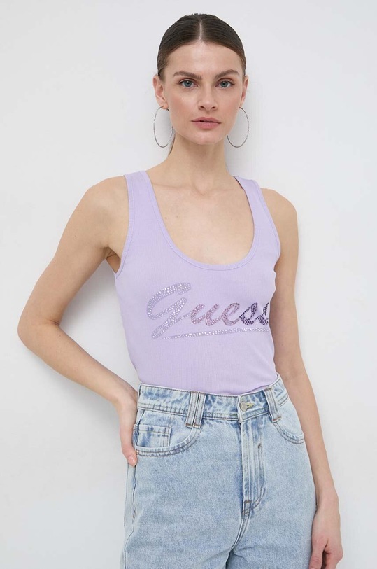 Guess top din bumbac imprimeu violet W4GP16.K1814