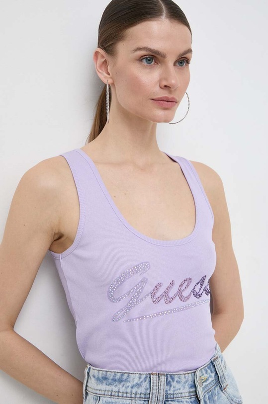 Îmbrăcăminte Guess top din bumbac W4GP16.K1814 violet