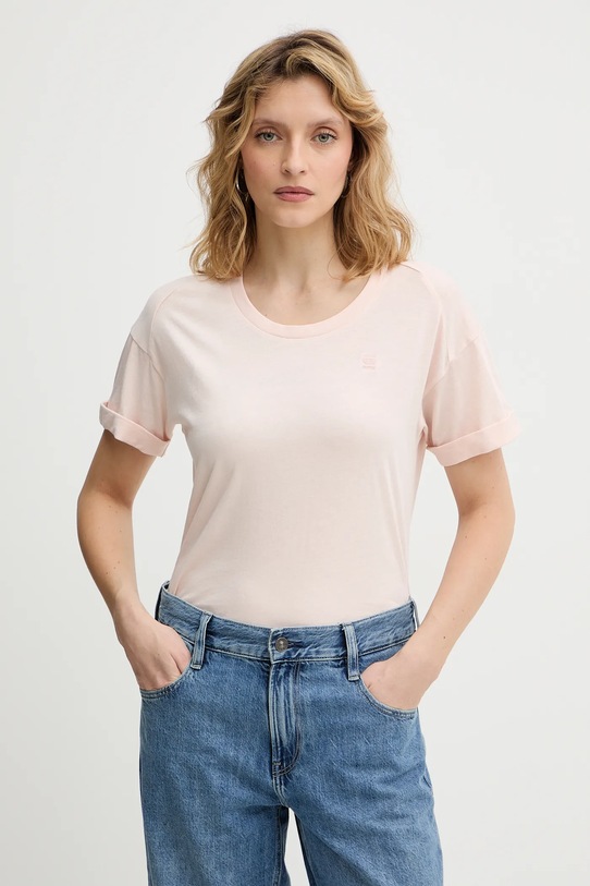 Βαμβακερό μπλουζάκι G-Star Raw ροζ D24524.4107