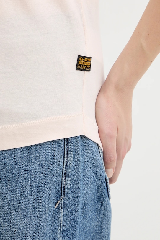 Βαμβακερό μπλουζάκι G-Star Raw D24524.4107 ροζ
