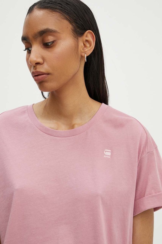 Bavlněné tričko G-Star kulatý růžová D24524.4107