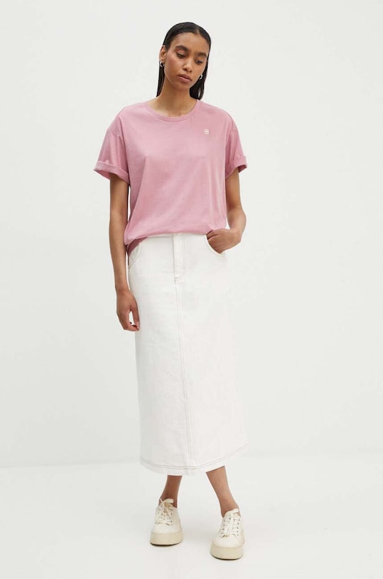 Bavlněné tričko G-Star D24524.4107 růžová AW25