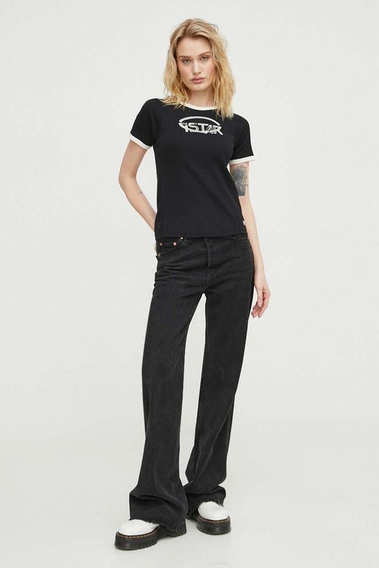 Pamučna majica G-Star Raw D24506.D527 crna SS24