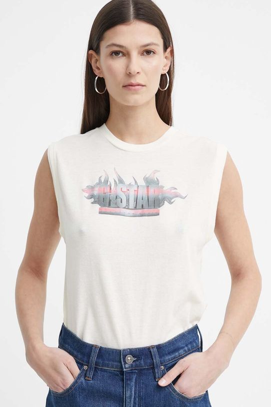G-Star Raw top bawełniany beżowy D24520.C954
