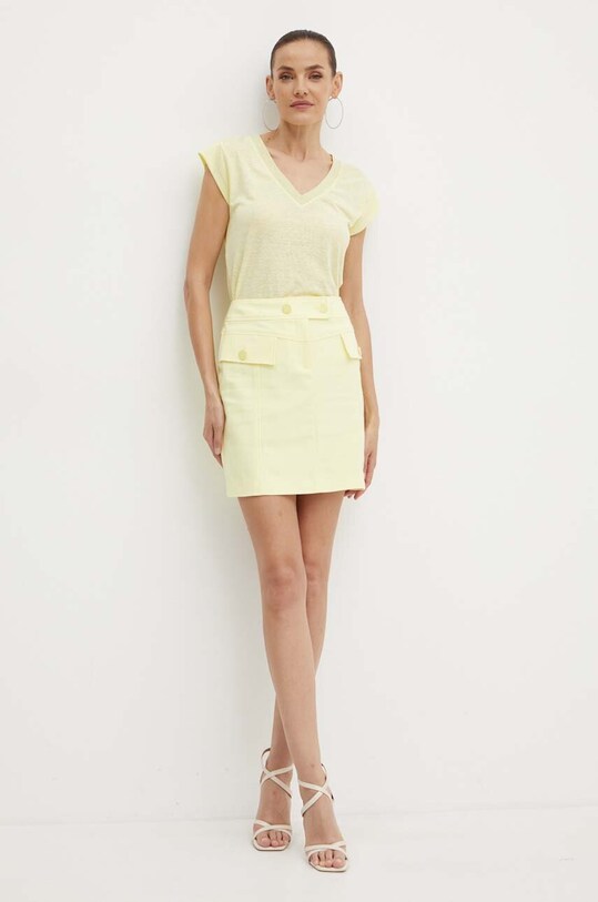 Льняна футболка Morgan DAME DAME.LEMON.TONI жовтий SS24