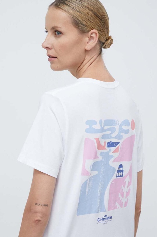 Columbia t-shirt bawełniany Boundless Beauty nadruk biały 2036573