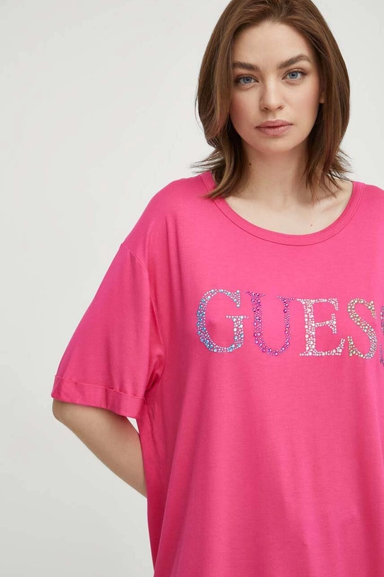 Odzież Guess t-shirt plażowy E4GI02.K68D2 różowy