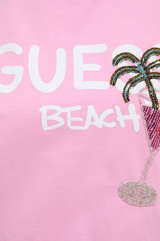 Guess t-shirt plażowy bawełniany różowy E4GI03.I3Z14