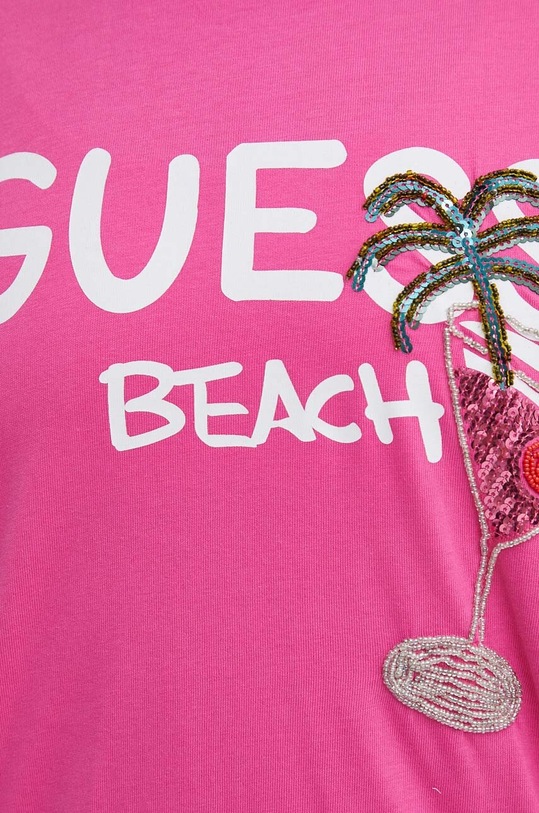 Guess t-shirt plażowy bawełniany różowy E4GI03.I3Z14