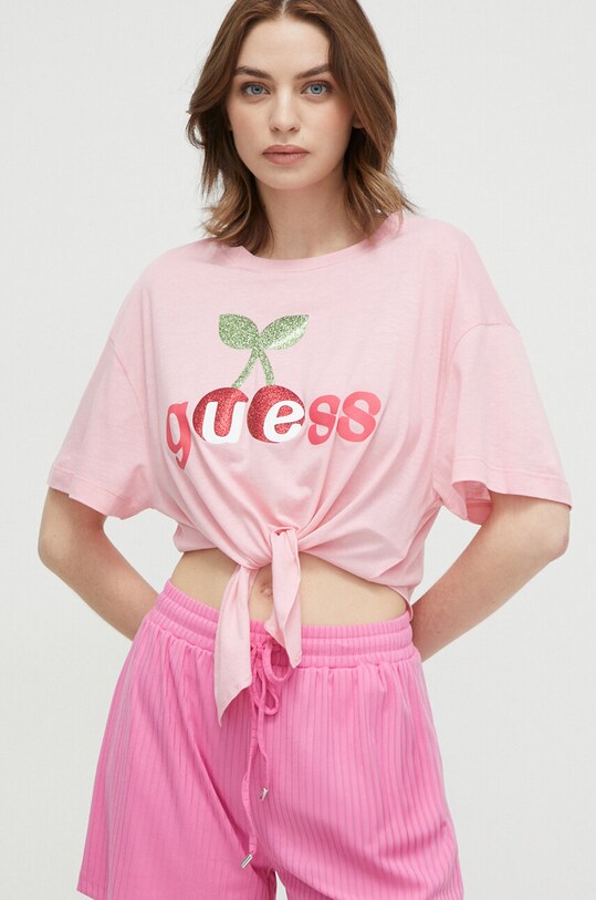 Пляжна футболка Guess regular рожевий E4GI08.KC6K0