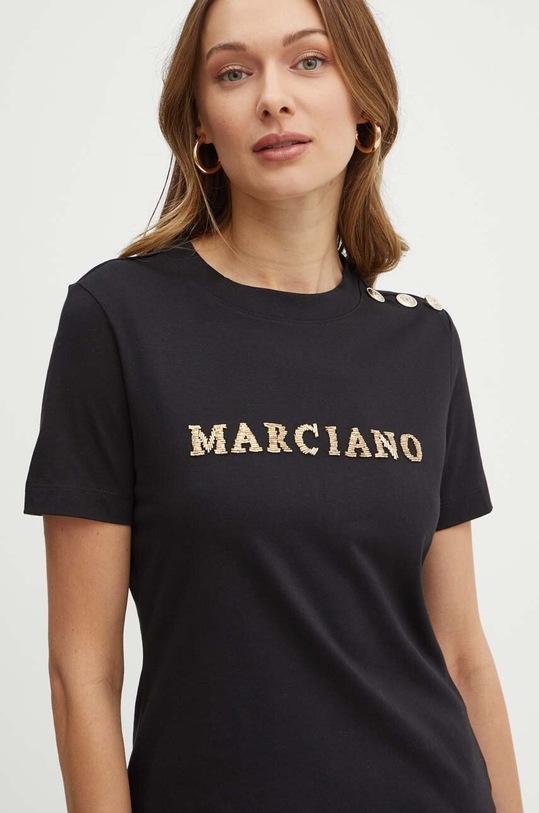 Bavlněné tričko Marciano Guess VIVIANA nášivka černá 4GGP18.6255A