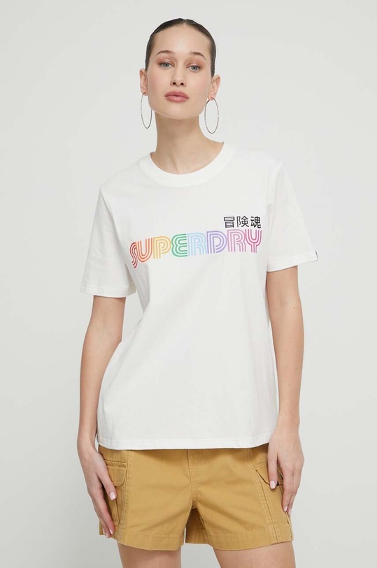 Bavlněné tričko Superdry béžová W1011487A.39E