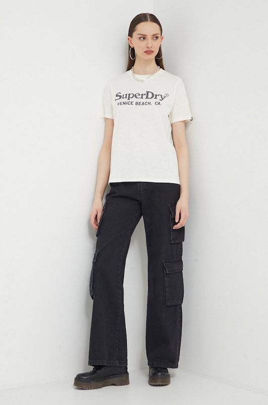 Бавовняна футболка Superdry W1011403A.2BC бежевий SS24