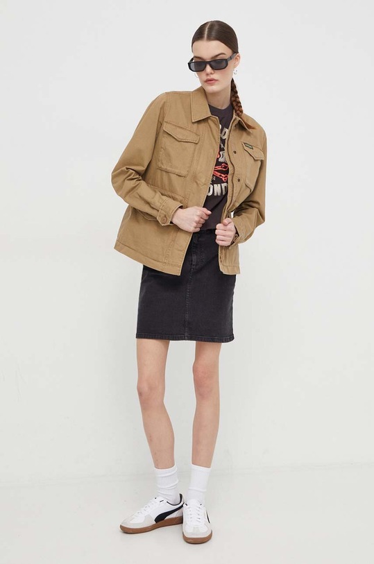 Bavlněné tričko Superdry W1011391A.AWF hnědá SS24