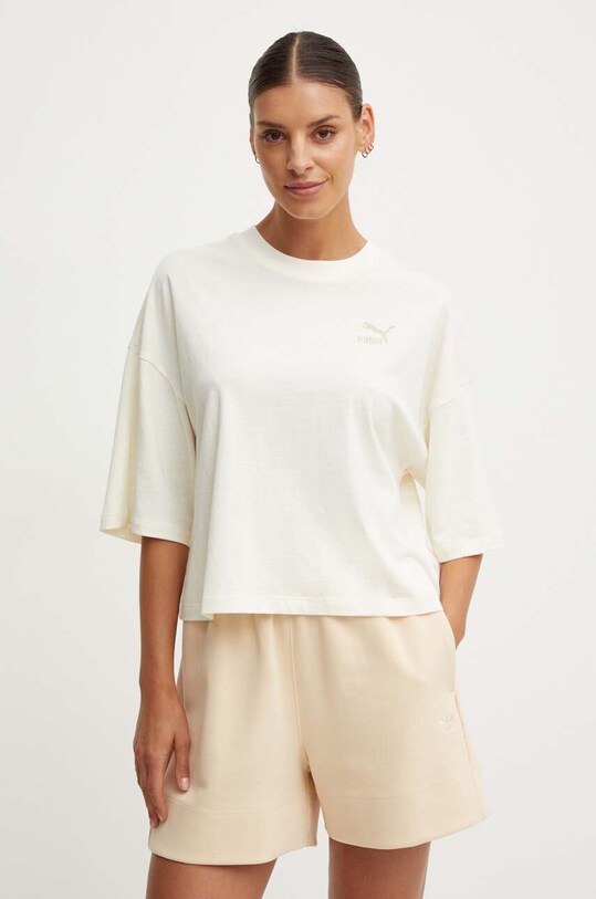 Puma tricou din bumbac imprimeu bej 624226