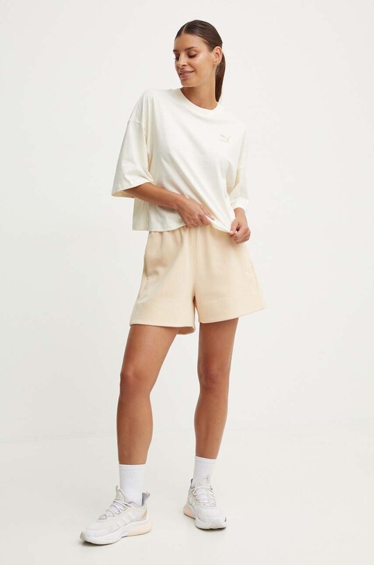 Puma tricou din bumbac 624226 bej SS24