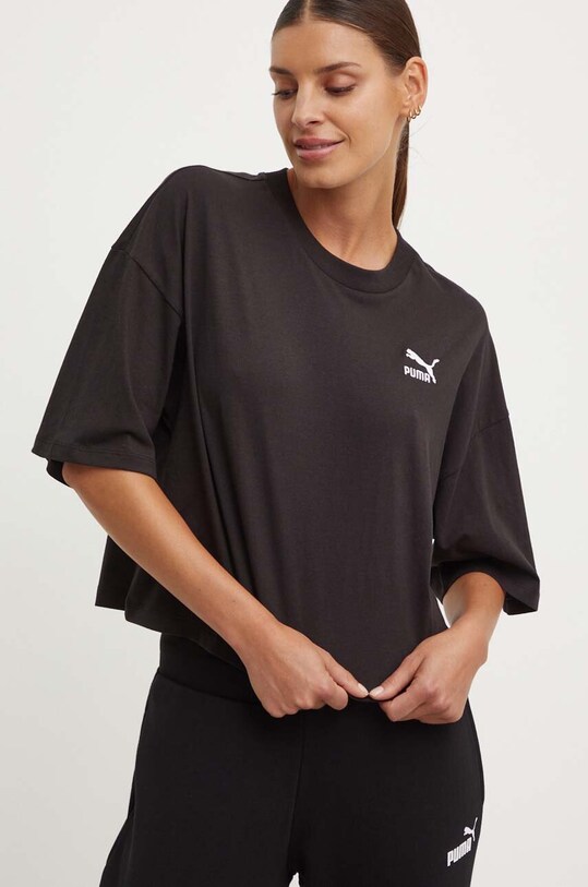 Бавовняна футболка Puma relaxed чорний 624226