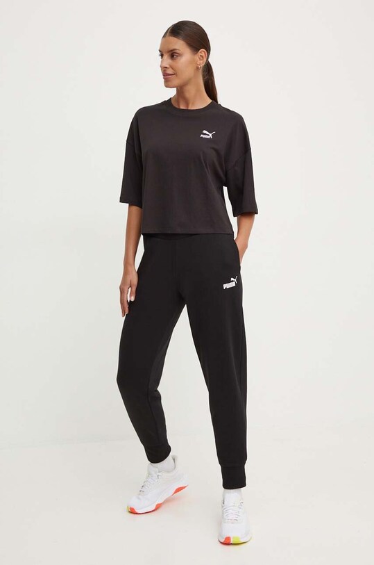 Бавовняна футболка Puma 624226 чорний SS24