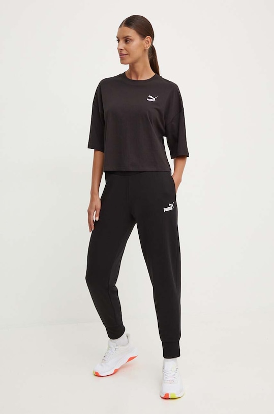 Bavlnené tričko Puma BETTER CLASSICS Oversized 624226 čierna SS24