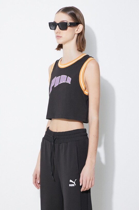 Puma top bawełniany Graphic czarny 625024.