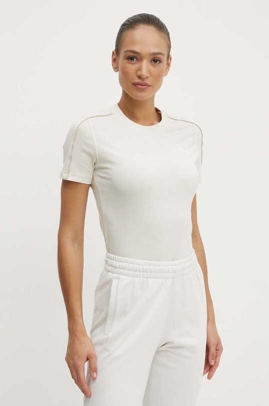 Bavlněné tričko Puma HER slim béžová 677883