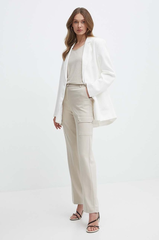 Lanena majica kratkih rukava Morgan DANIA DANIA.LIN bež SS24