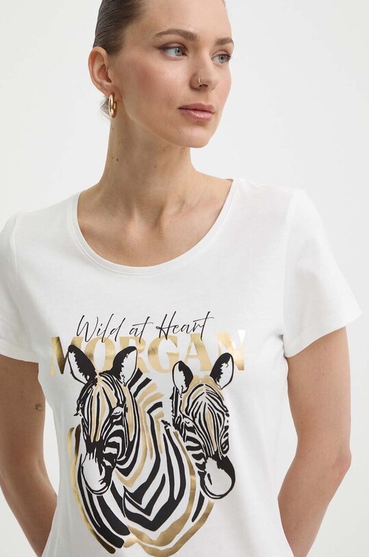Morgan t-shirt DHEART DHEART.OFF.WHITE beige