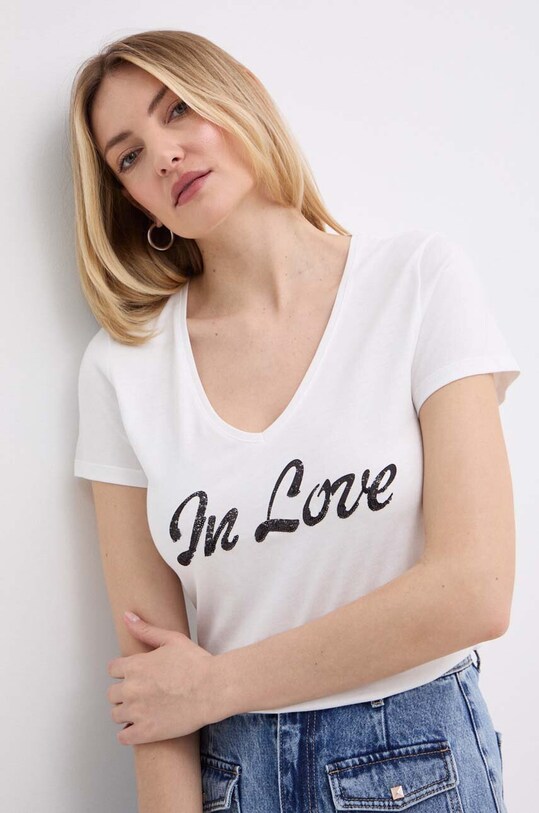 Morgan tricou DLAGON imprimeu alb DLAGON.OFF.WHITE