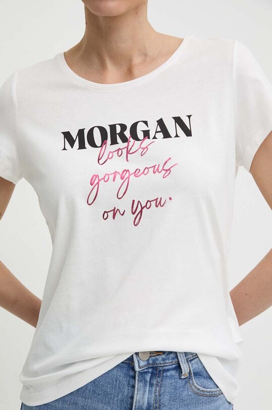 Morgan tricou DLOOKS DLOOKS.OFF.WHITE alb