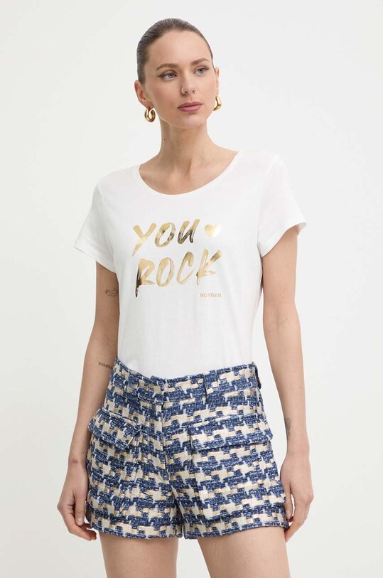 Tričko Morgan DYOU potisk bílá DYOU.OFF.WHITE