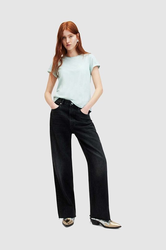 AllSaints pamut póló ANNA türkiz WM215Y