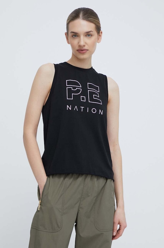 P.E Nation top print negru 241W145