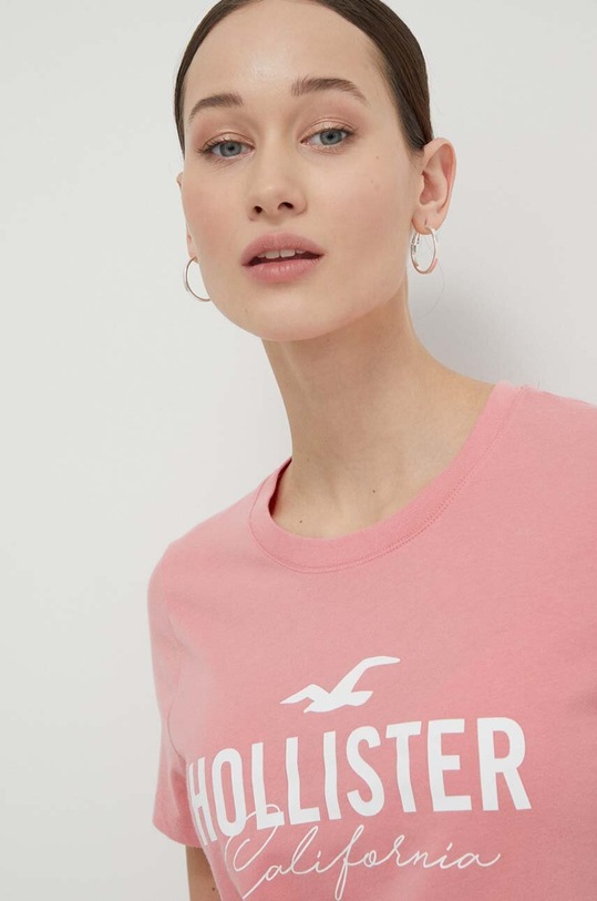 Βαμβακερό μπλουζάκι Hollister Co. KI357.3198.610 ροζ SS24