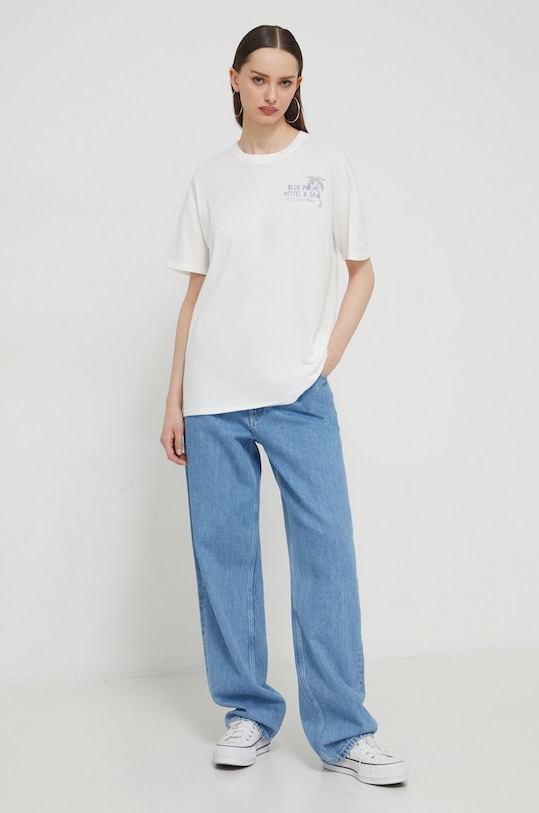 Bavlněné tričko Hollister Co. KI357.3220.101 bílá SS24