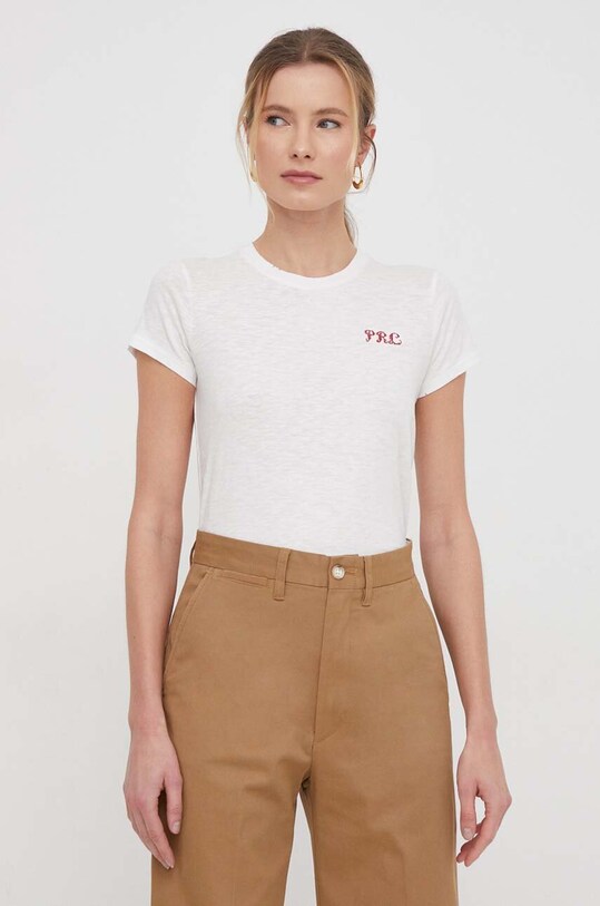 Βαμβακερό μπλουζάκι Polo Ralph Lauren μπεζ 211949879