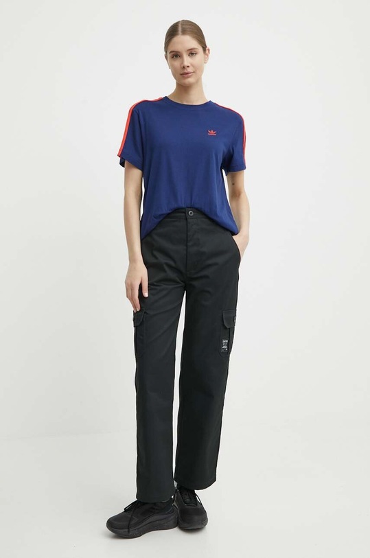 Βαμβακερό μπλουζάκι adidas Originals IU2476 σκούρο μπλε SS24