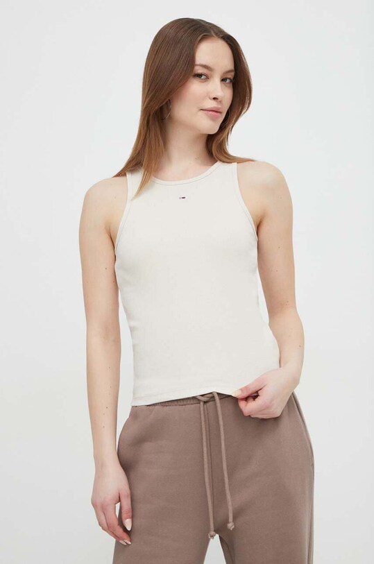 Tommy Jeans top slim beige DW0DW17382