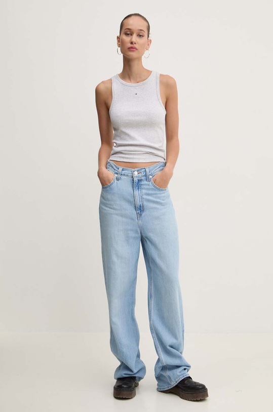 Odzież Tommy Jeans top DW0DW17382 szary