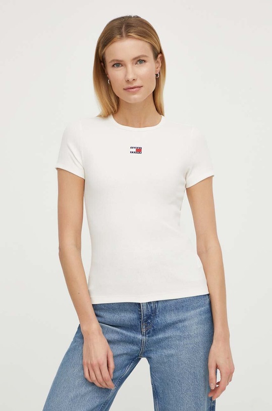 Tommy Jeans t-shirt DW0DW17881 beżowy SS25