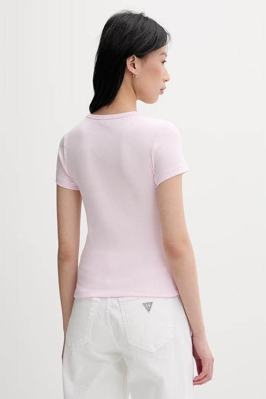 Odjeća Tommy Jeans majica za žene od pamuka s elastanom DW0DW17881 roza