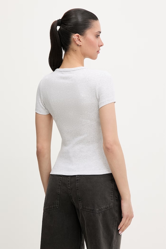 Odzież Tommy Jeans t-shirt damski bawełniany z elastanem DW0DW17881 szary