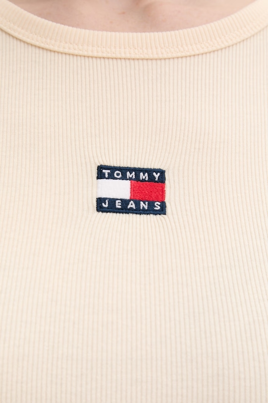 Tommy Jeans t-shirt damski bawełniany z elastanem DW0DW17881 beżowy