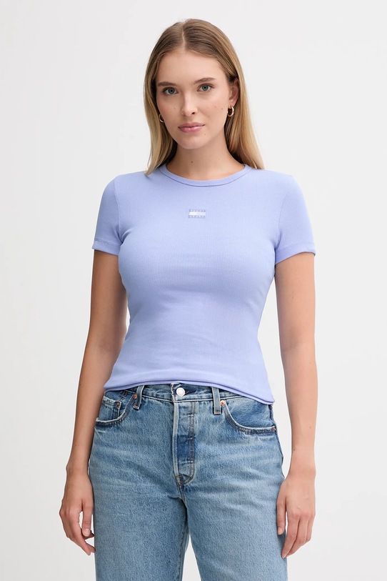 Tommy Jeans t-shirt aplikacja fioletowy DW0DW17881